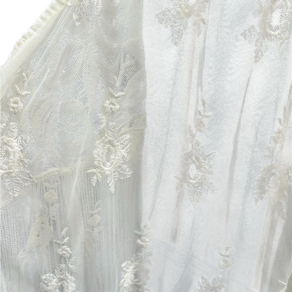 Acemi cream lace and fringe open front sleeveless gilet kimono boho festival - Picture 11 of 12